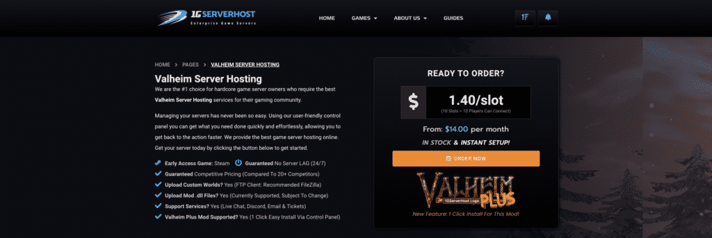 1GSERVERHOST Valheim Server Hosting
